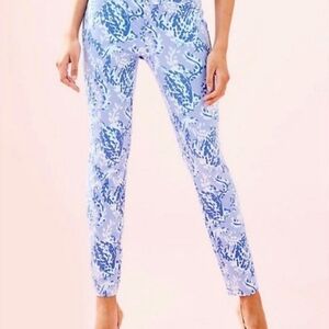 LILLY PULITZER Women's Kelly Knit Skinny Periwinkle Turtley Awesome Pant Size 2